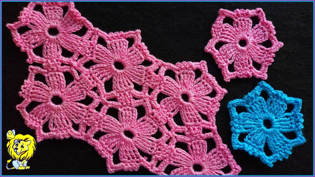 Шестиугольный мотив крючком. Вариант соединения мотивов смотреть онлайн