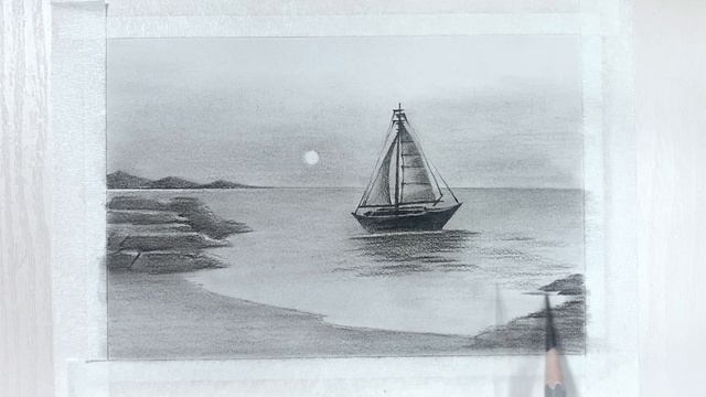 Landscape Sketch | How to draw boat and sunrise at sea with pencil | Drawing Step by Step 素描风景-海上的船 смотреть онлайн