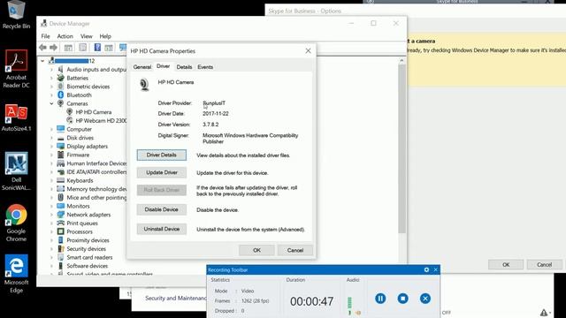 Solve We Didn't Detect A Camera Skype For Business 2016 HP Elitebook 840 G4 SunplusIT