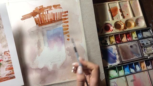 Акварель пошагово для начинающих. Зарисовка окна смотреть онлайн