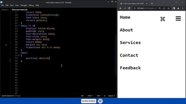Fullscreen Overlay Menu with HTML CSS & JavaScript смотреть онлайн