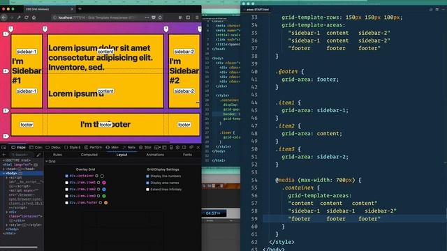 CSS GRID: Grid Template Areas — 14 of 25 смотреть онлайн
