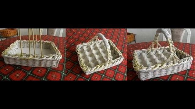 пасхальная корзинка из газетных трубочек /// Easter basket of newspaper tubes смотреть онлайн