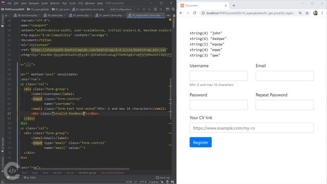 PHP registration form & validation | PHP for Beginners - Part 14 смотреть онлайн