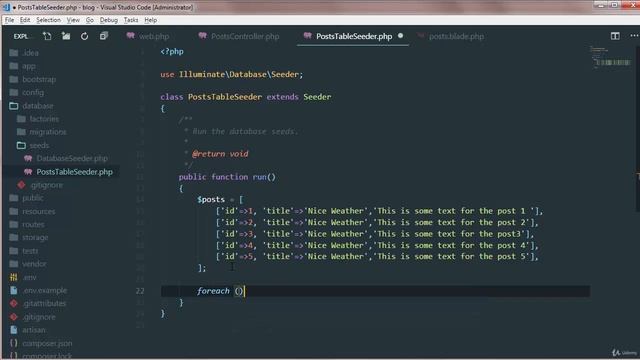 Full Stack Web Development Course - Laravel - 33 Seeding Basics смотреть онлайн