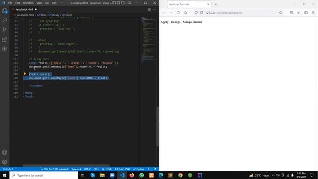 Array sort & Array reverse in JavaScript in Web Development 2nd Last part | Free Course | OK Coding смотреть онлайн