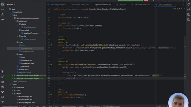 Создание Android мессенджера на Java #4 | Добавляем RecyclerView для всех смотреть онлайн