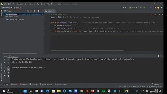 Python insertion sort code tutorial смотреть онлайн