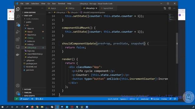 React JS 15 - shouldComponentUpdate Lifecycle Hook - Determining if Component Has to be Rendered смотреть онлайн
