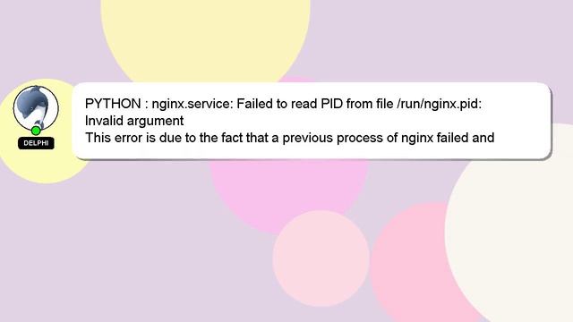 PYTHON : nginx.service: Failed to read PID from file /run/nginx.pid: Invalid argument смотреть онлайн