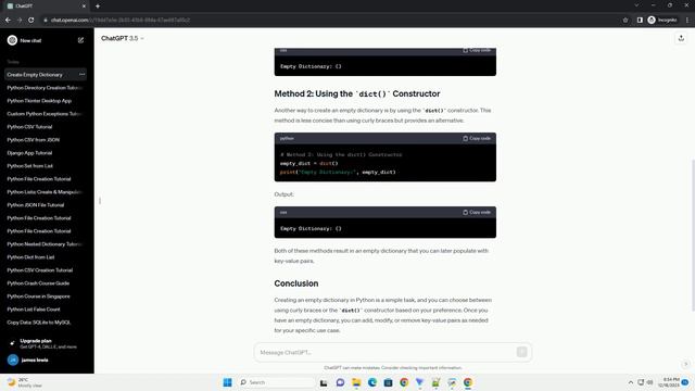 python create empty dictionary смотреть онлайн