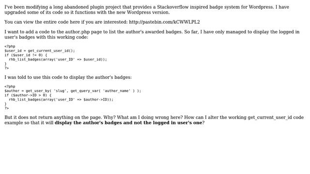 Wordpress: Change get_current_user_id code to the author's profile смотреть онлайн