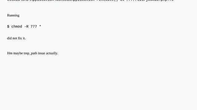 Joomla: "In Folder.php line 108: Cannot open source folder" after running core:update смотреть онлайн