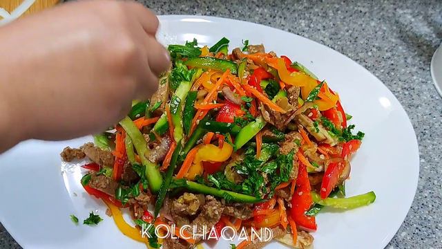 Лето в тарелке ☀️ سالاد با گوشت و سبزیجات смотреть онлайн