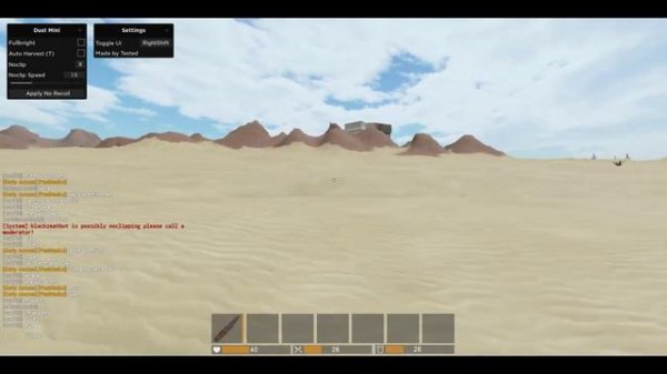 ROBLOX Dust: Wasteland Survival Noclip Script (WORKING!)