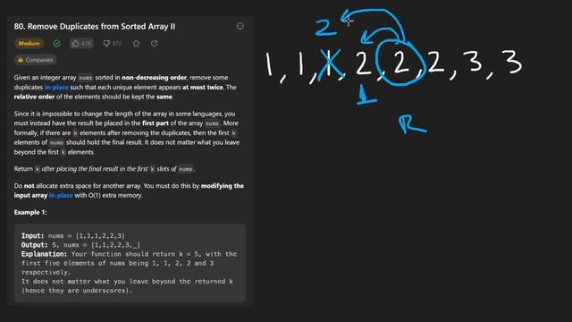 Remove Duplicates from Sorted Array II - Leetcode 80 - Python смотреть онлайн