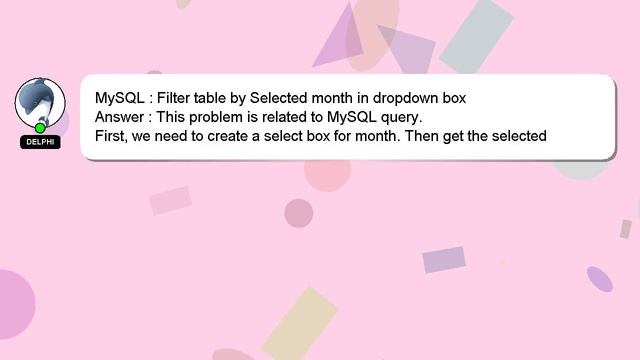 MySQL : Filter table by Selected month in dropdown box смотреть онлайн