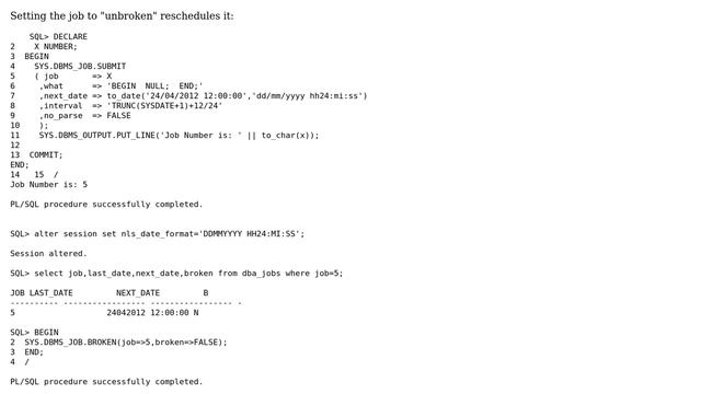 Databases: Why does DBMS_JOB.SUBMIT execute immediately when NEXT_DATE is in the future? смотреть онлайн