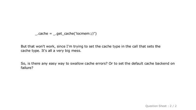 Django : Is there a way to ignore Cache errors in Django? смотреть онлайн