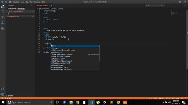 Calculate Sum of Array element in Javascript || Java Script Program || for loop Js смотреть онлайн