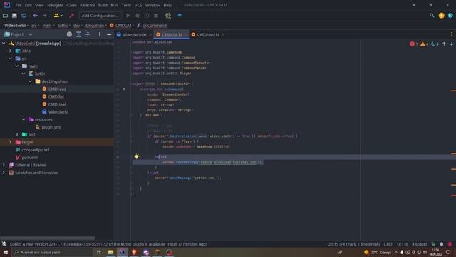 KOMUTA PERMİSSİON & YETKİ EKLEME | minecraft plugin kodlama (Kotlin #4) смотреть онлайн