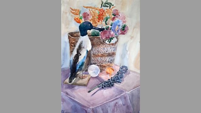 "Осенний натюрморт", обзор акварельных работ разных лет, вартуальная выставка смотреть онлайн