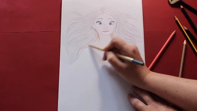 How To Draw Elsa With Loose Hair Frozen Как нарисовать Эльзу с распущенными волосами Холодное сердц