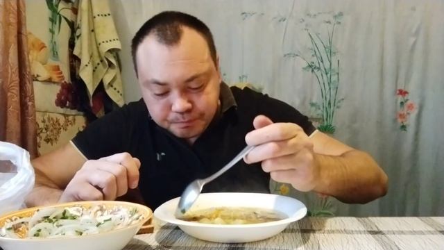 Мукбанг:Суп куриный, лук маринованный. #mukbang #asmr #food