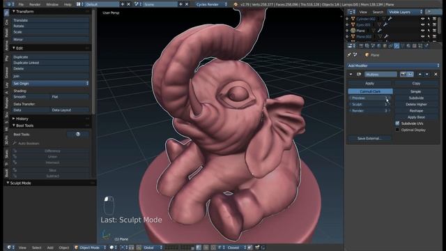 Multiresolution в Blender. Работа с уровнями подразделения. смотреть онлайн