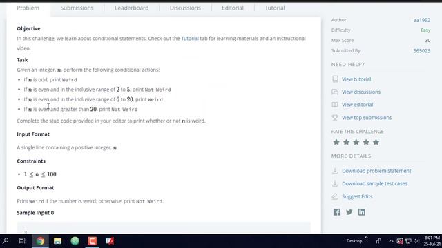 HackerRank Day 3: Conditional Statements | Python смотреть онлайн