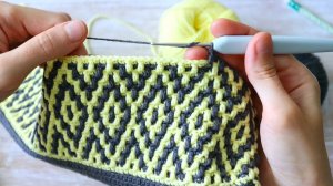 Мозаичный узор крючком. Показываю, как вязать на примере