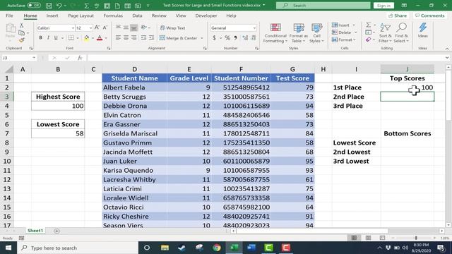 Excel's LARGE Function and SMALL Function смотреть онлайн