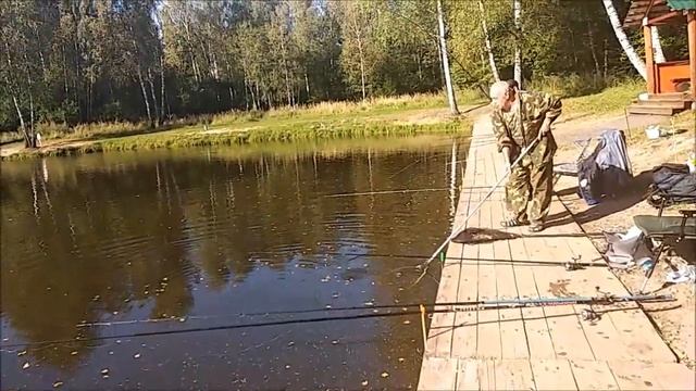 Дело к вечеру, а количество поимок осетра растёт. Ловля осетра на нижнем водоёме в Клёвом месте. смотреть онлайн