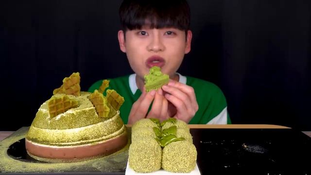 ASMR 말차녹차 파티?말차 치즈케이크 말차크림떡 뚱카룽 비스킷 다쿠아즈 먹방! Green Tea Dessert Party! Green Tea