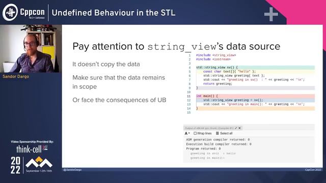 Undefined Behavior in the STL - Sandor Dargo - CppCon 2022 смотреть онлайн