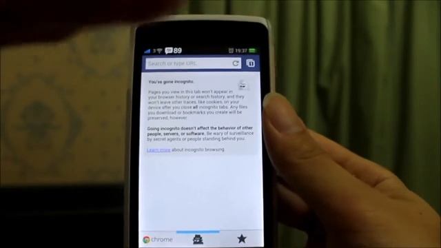 Android Google Chrome Icognito Tab