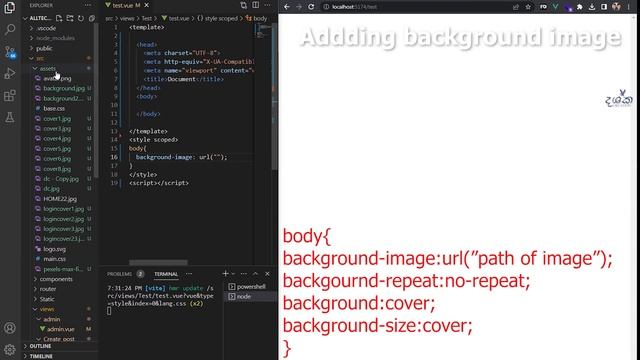 How to add background image and colors in vue js using html and css. смотреть онлайн