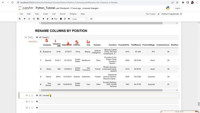 Part 3: Rename Columns Names by Positions in Python || Learn Pandas || Data Manipulation смотреть онлайн