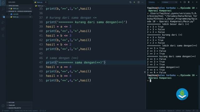Belajar Python [Dasar] - 10 - Operasi Komparasi смотреть онлайн