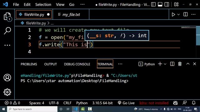Python Code File Handling Write File смотреть онлайн