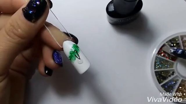 Рисуем веточку ели с объемной новогодней игрушкой.? смотреть онлайн