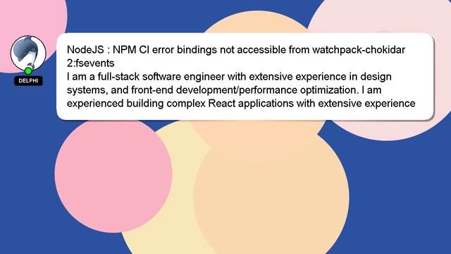 NodeJS : NPM CI error bindings not accessible from watchpack-chokidar2:fsevents смотреть онлайн
