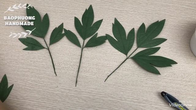 How to make paper peony leaf by art paper (New die cut)| BaoPhuong Handmade смотреть онлайн