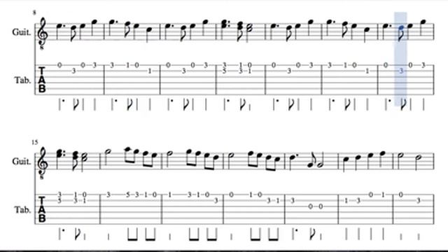 Gloria in Excelsis deo Guitar Tablature Sheet music for Tab Guitar C Christmas Carol смотреть онлайн