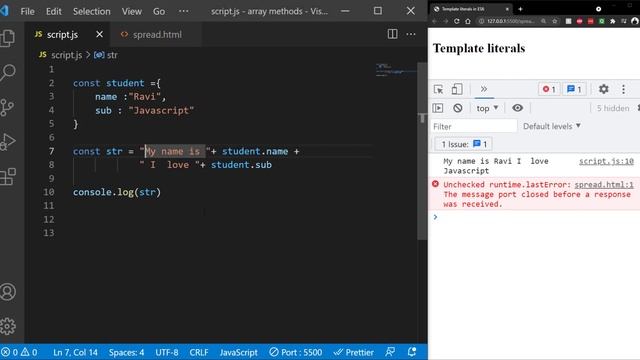 Template literals in ES6 | JavaScript tutorial in Hindi | ES6 features смотреть онлайн