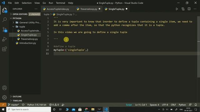 Tuple - Tuple with Single Item | Python | Coding смотреть онлайн