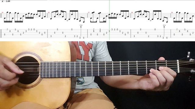 How to play BLUE HOUSE by Mark Shobbrook (on 6 string guitar) TAB смотреть онлайн