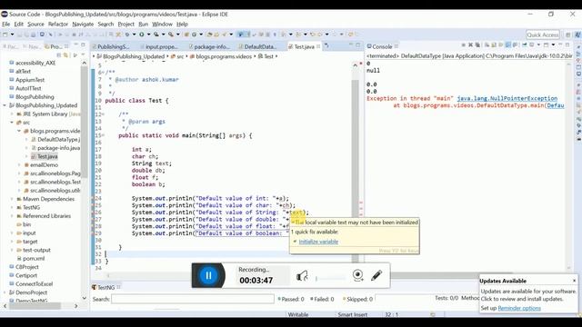 Getting Default value of various data types in Java(by allinoneblogs.com) смотреть онлайн