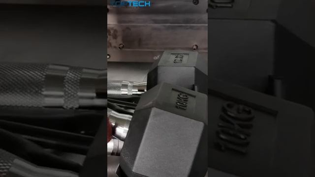 Dumbbell injection molding by double sliding vertical injection molding machine. смотреть онлайн