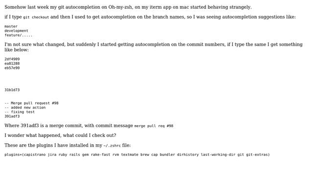 Git autocomplete on oh-my-zsh not finding branch names смотреть онлайн
